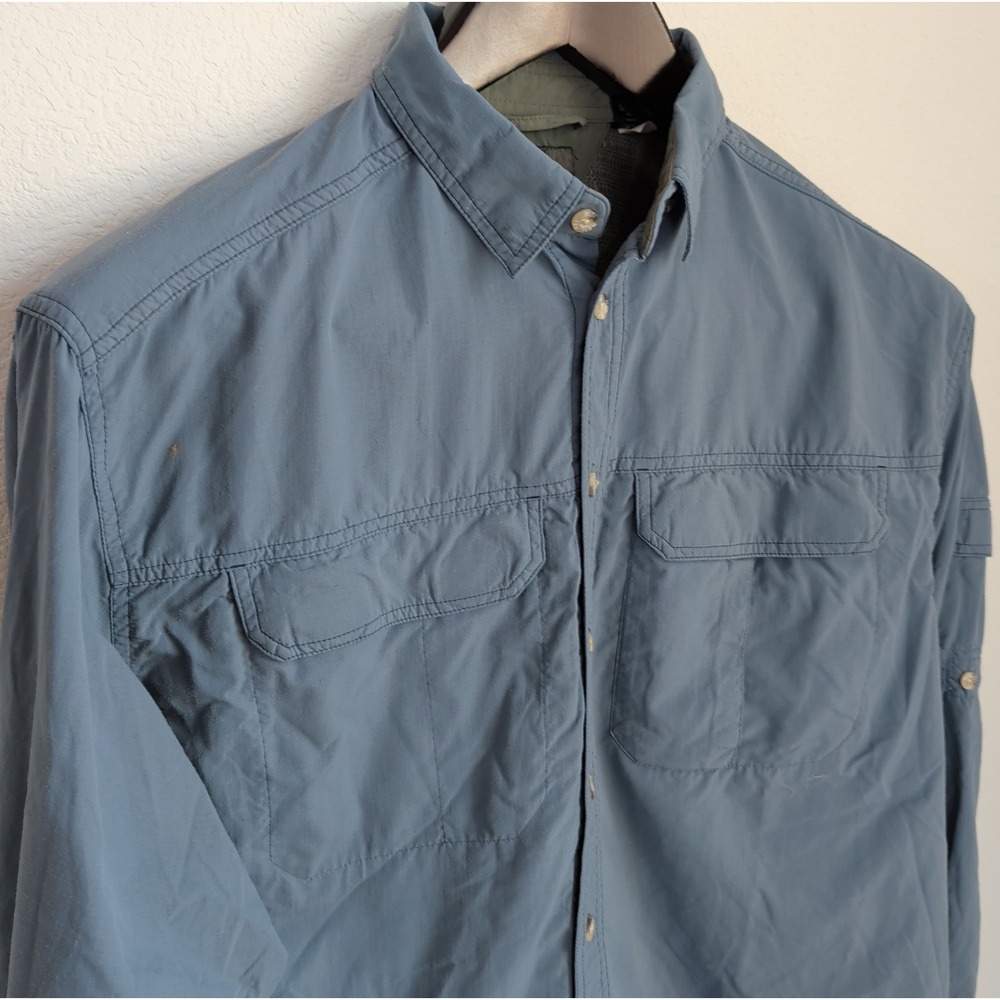 REI Co-op Sahara Mens Blue UPF 50+ Hiking Shirt Long Sleeve Large